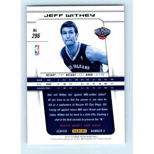 2013-14 Panini Prizm Base #296 Jeff Withey RC