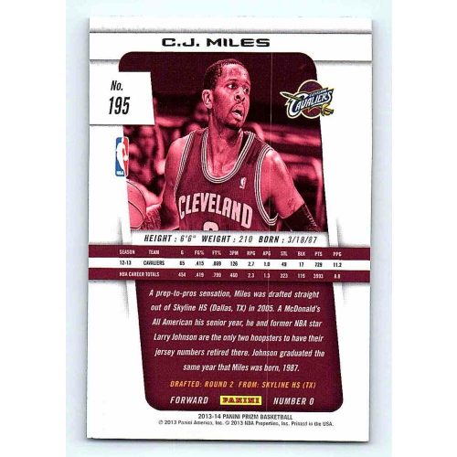 2013-14 Panini Prizm Base #195 C.J. Miles