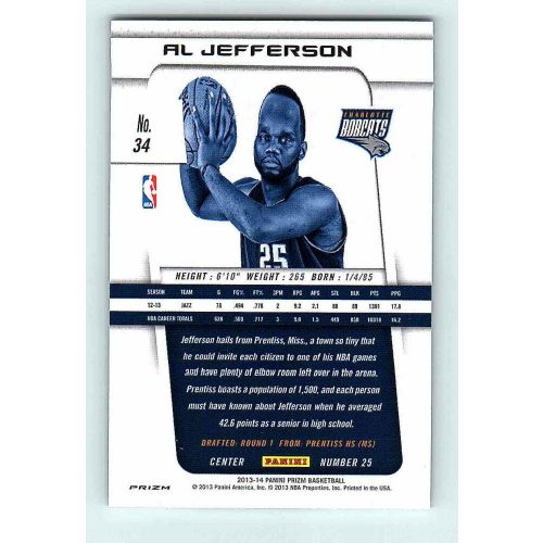 2013-14 Panini Prizm Silver #34 Al Jefferson