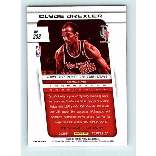 2013-14 Panini Prizm Silver #233 Clyde Drexler