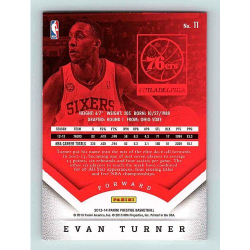 2013-14 Panini Prestige Base #11 Evan Turner