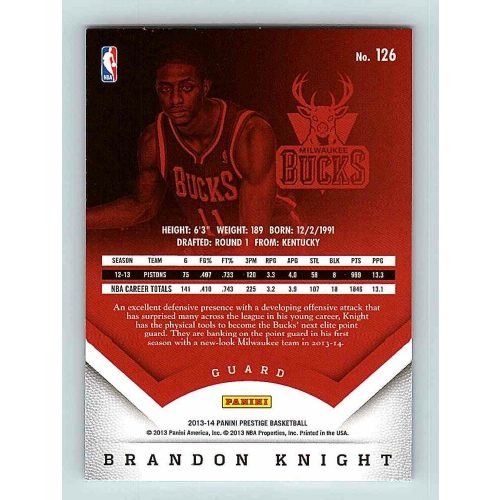 2013-14 Panini Prestige Base #126 Brandon Knight