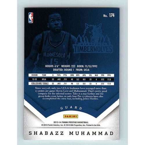 2013-14 Panini Prestige Base #174 Shabazz Muhammad RC