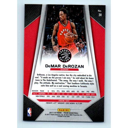 2017-18 Prizm Basketball Base # 31 Demar DeRozan