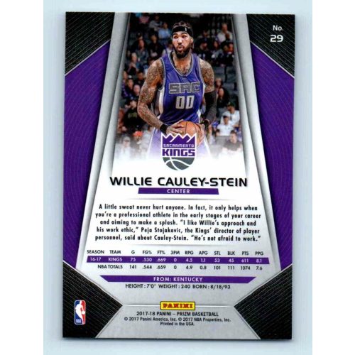 2017-18 Prizm Basketball Base # 29 Willie Cauley-Stein