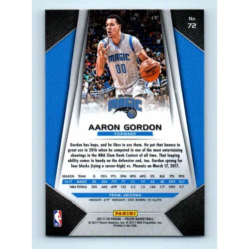 2017-18 Prizm Basketball Base # 72 Aaron Gordon