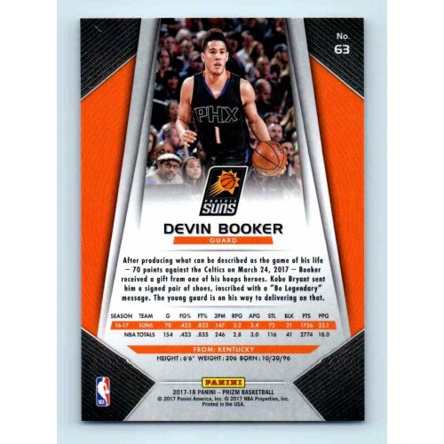 2017-18 Prizm Basketball Base # 63 Devin Booker