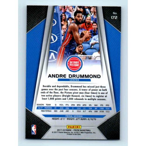 2017-18 Prizm Basketball Base # 172 Andre Drummond