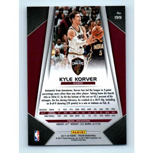 2017-18 Prizm Basketball Base # 199 Kyle Korver