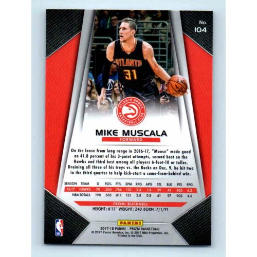 2017-18 Prizm Basketball Base # 104 Mike Muscala