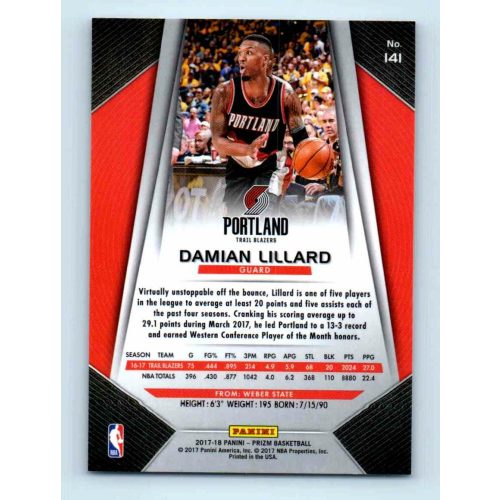 2017-18 Prizm Basketball Base # 141 Damian Lillard