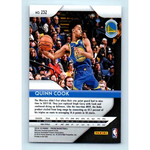 2018-19 Panini Prizm  # 232 Quinn Cook