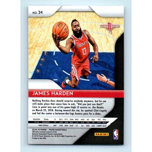 2018-19 Panini Prizm  # 34 James Harden