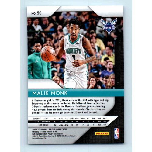 2018-19 Panini Prizm  # 50 Malik Monk