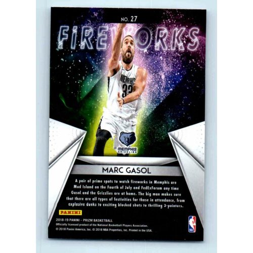 2018-19 Panini Prizm Fireworks  # 27 Marc Gasol