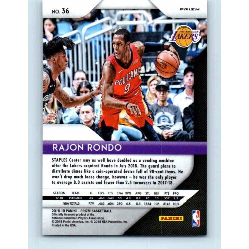 2018-19 Panini Prizm Ruby Wave # 36 Rajon Rondo