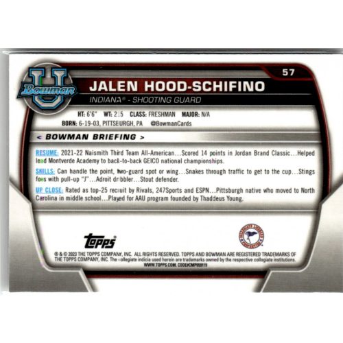 2022-23 Bowman Chrome University  #57 Jalen Hood-Schifino