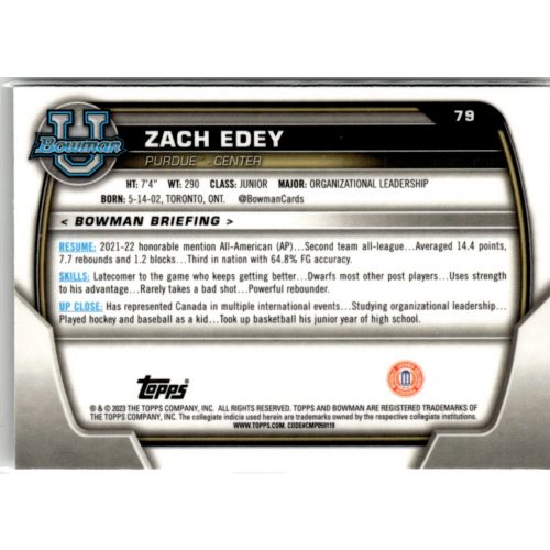 2022-23 Bowman Chrome University  #79 Zach Edey