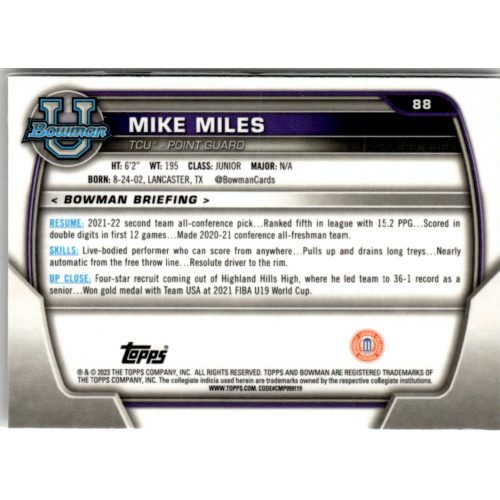 2022-23 Bowman Chrome University  #88 Mike Miles