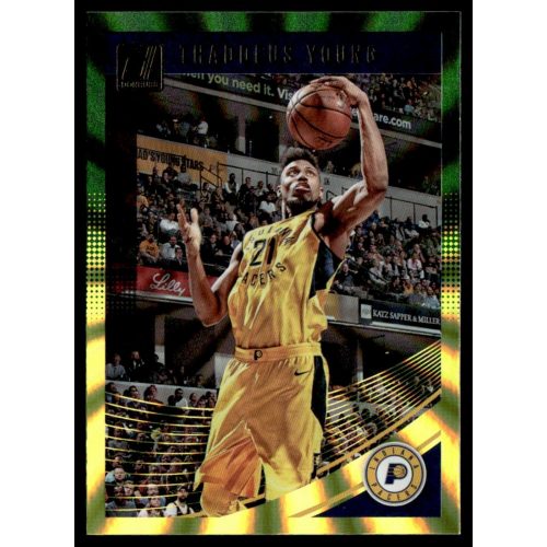 2018-19 Donruss Holo Green and Yellow Laser #132 Thaddeus Young