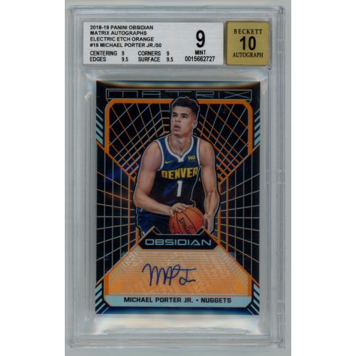 2018-06 Panini Obsidian Matrix Autographs Electric Etch Orange BGS - 9 Mint ( AU 10 ) #MA-MPJ Michael Porter Jr.